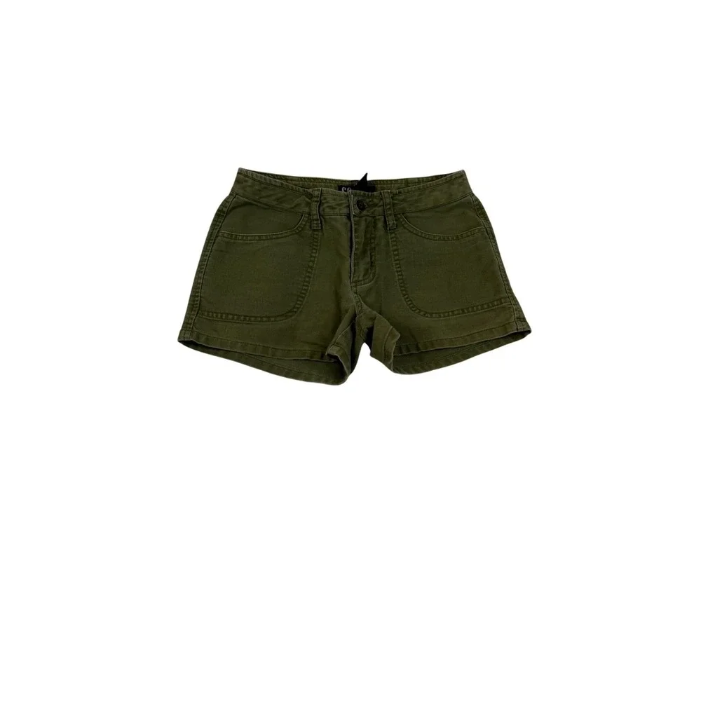 SO GSJC Womens Olive Green Utility Shorts Size 0 Cotton Cargo Low Rise 15324GM